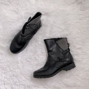 Teva De La Vina Low Black Waterproof Leather Ankle Moto Boots Sz 6.5